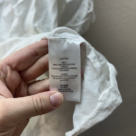 TIBI Boxy Minimalist Career Shirred Top White Oversized SZ 6 Quiet Luxury - Picture 4 of 10